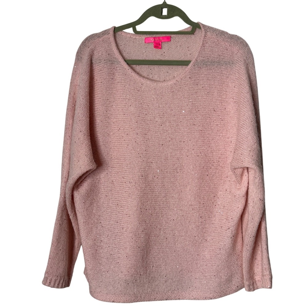 Lilly Pulitzer Soleen Pink Sequin Knit Wool Blend Sweater Womens Medium